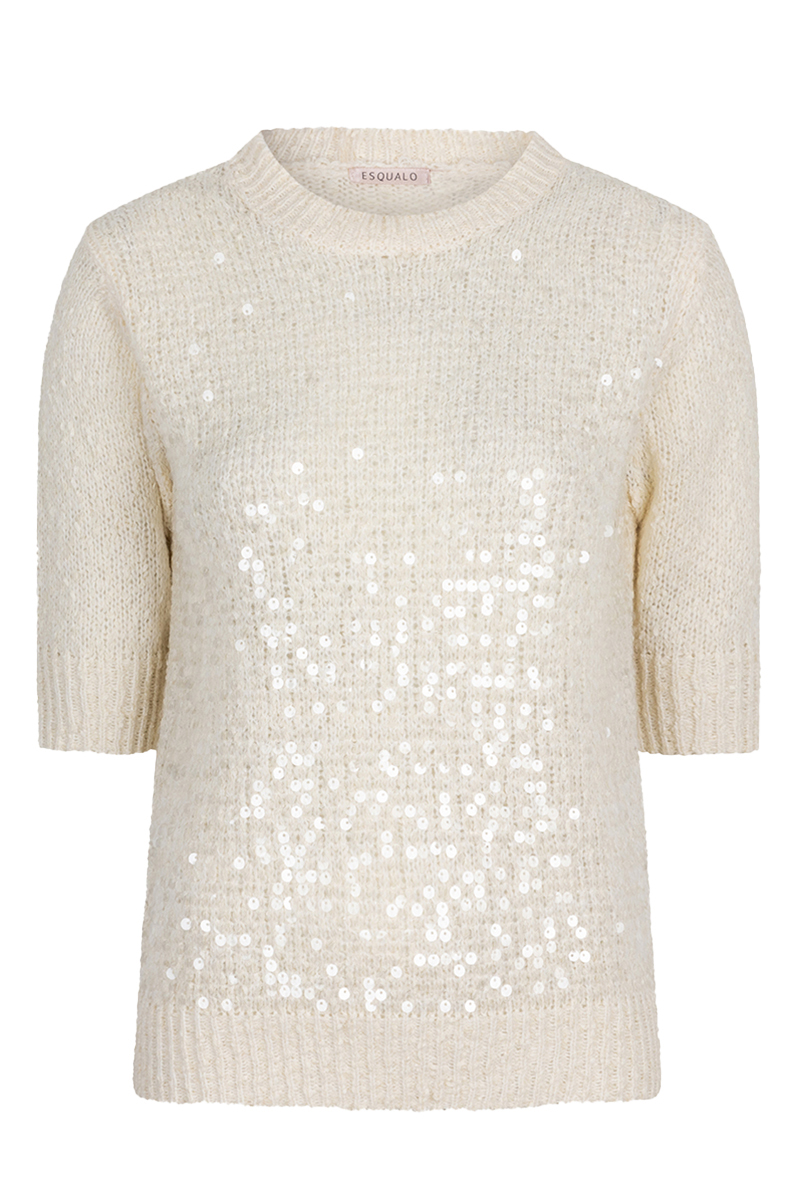 Esqualo Sweater s/slve sequins Ecru-1 1