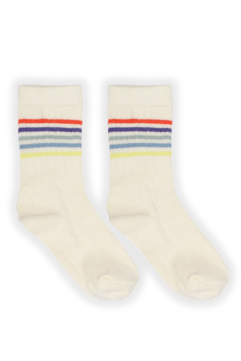 Sproet & Sprout Sport socks multi colour stripes Ecru-1 1