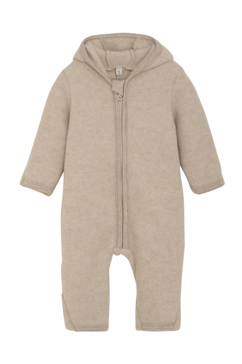 HutteliHut Pram suit wool fleece bruin/beige-1 1