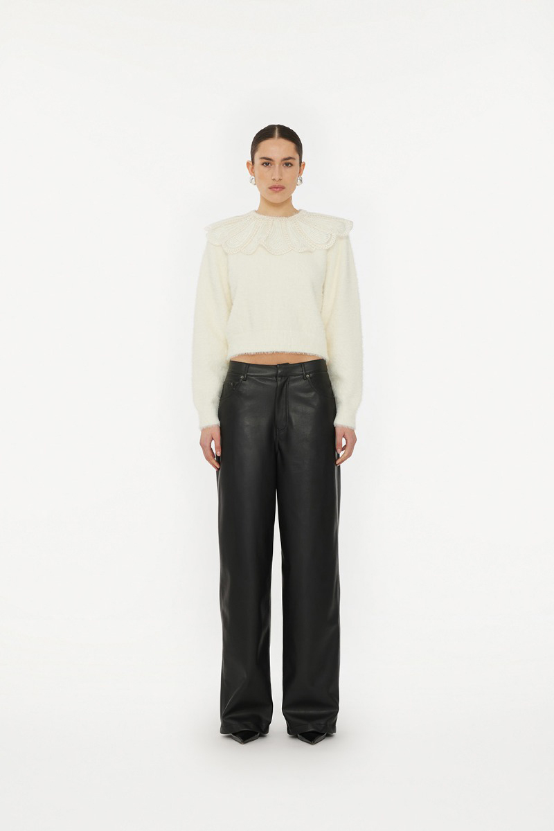 Rotate Wide leg 5 pocket pants Zwart-1 2