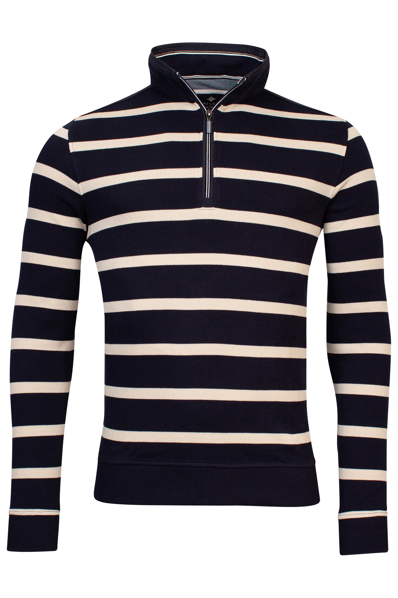 Baileys Sweatshirt 1/2 zip  French Rib, allover 2-col. yar Blauw-1 1