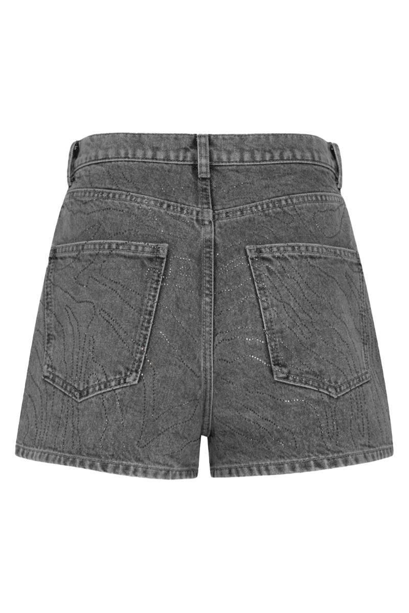 Rotate Rhinestone denim short Grijs-1 4