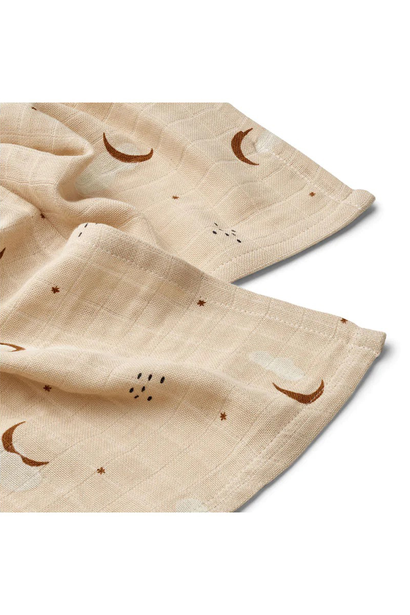 Liewood Lewis muslin cloth 2pack bruin/beige-1 2