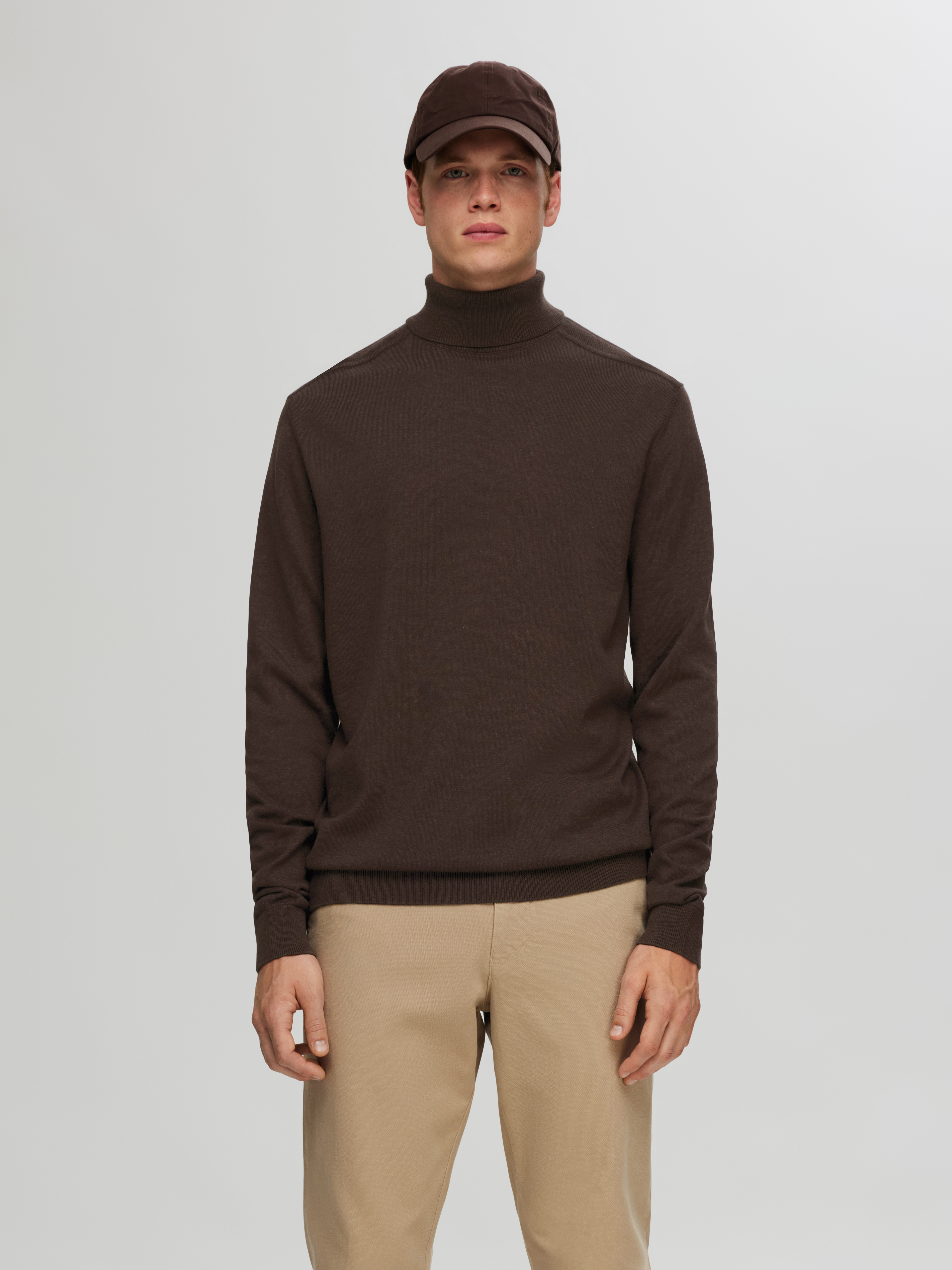 Selected SLHBERG ROLL NECK NOOS 202070001-Chocolate Torte/Melange 3