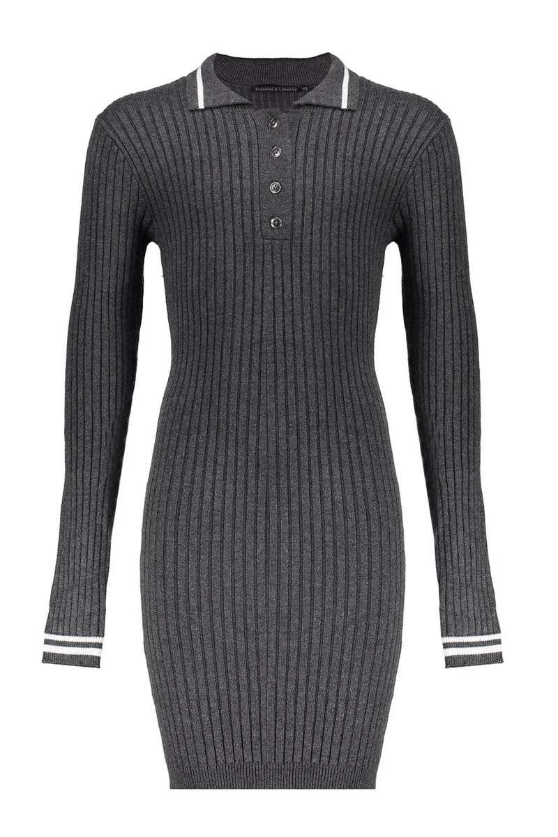 Frankie & Liberty Paige knitted dress Grijs-1 1