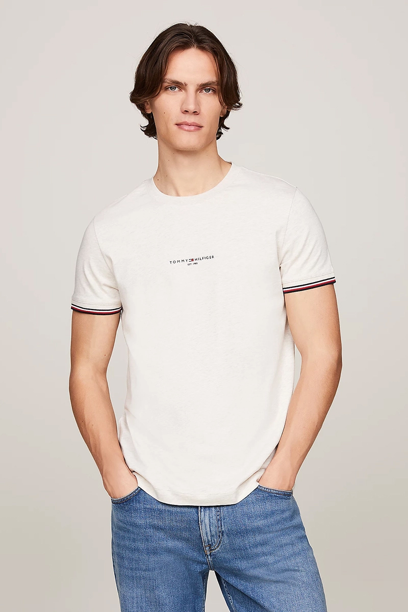 Tommy Hilfiger TOMMY LOGO TIPPED TEE Ecru-1 2