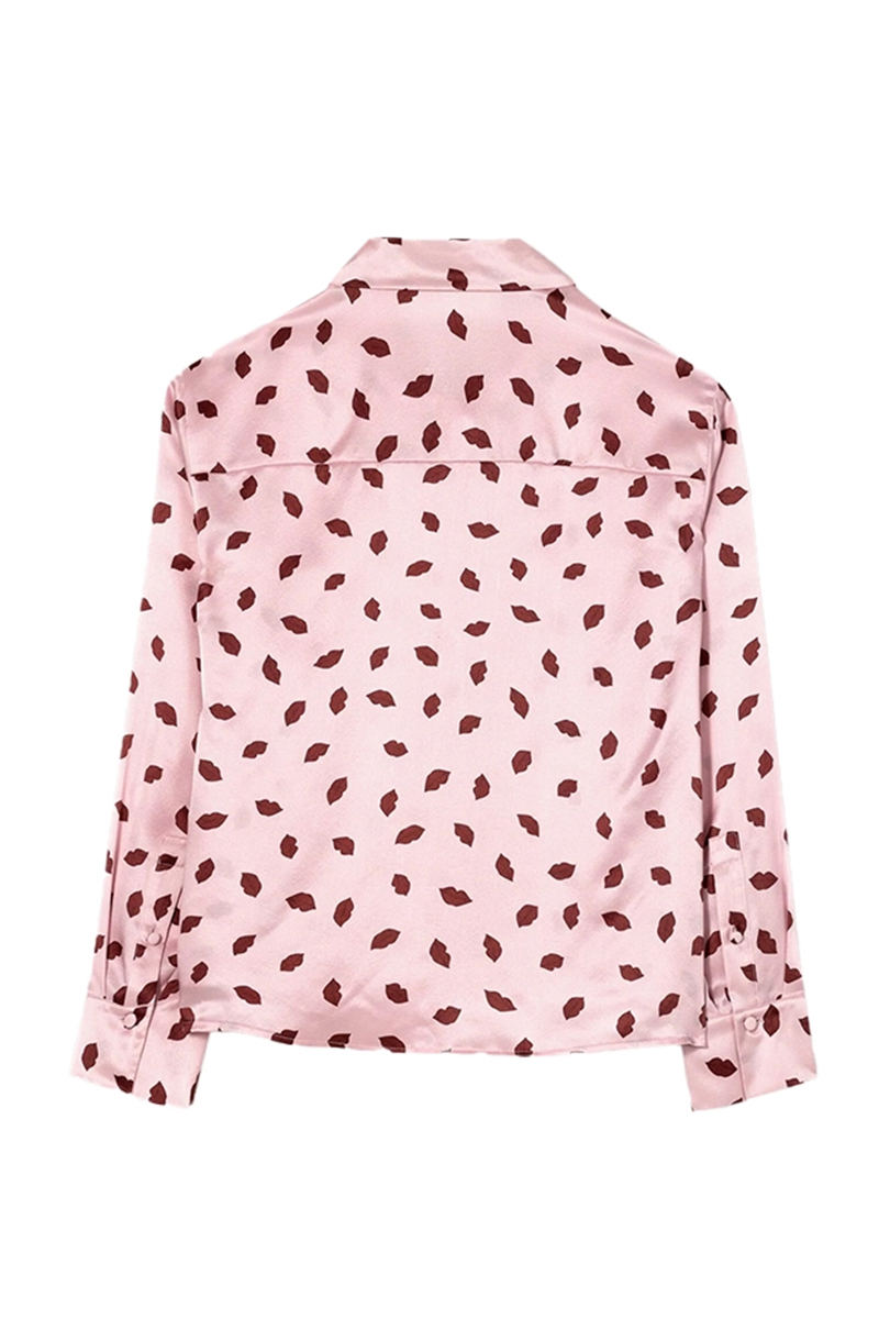 Luisa Cerano Seidenbluse mit Lips-Print Rose-1 4