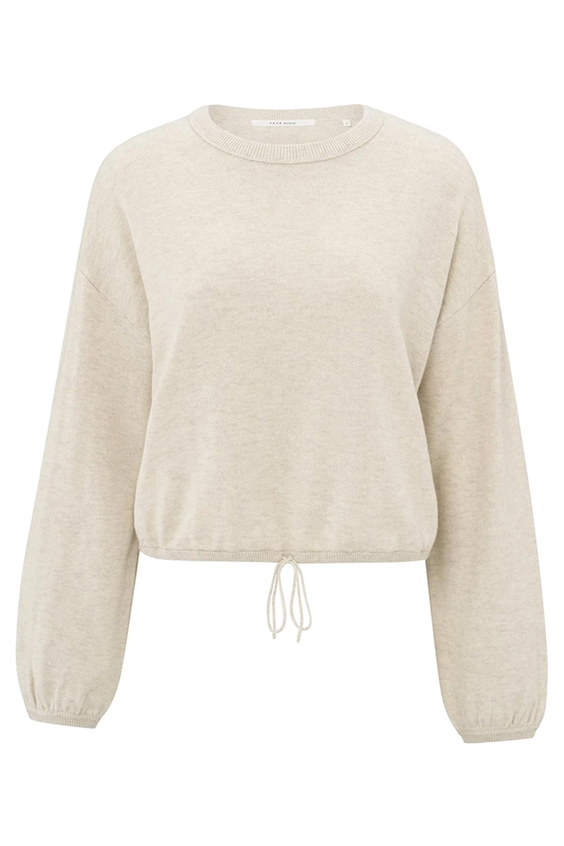 Yaya Sweater with cord at bottom he LIGHT BEIGE MELANGE 1