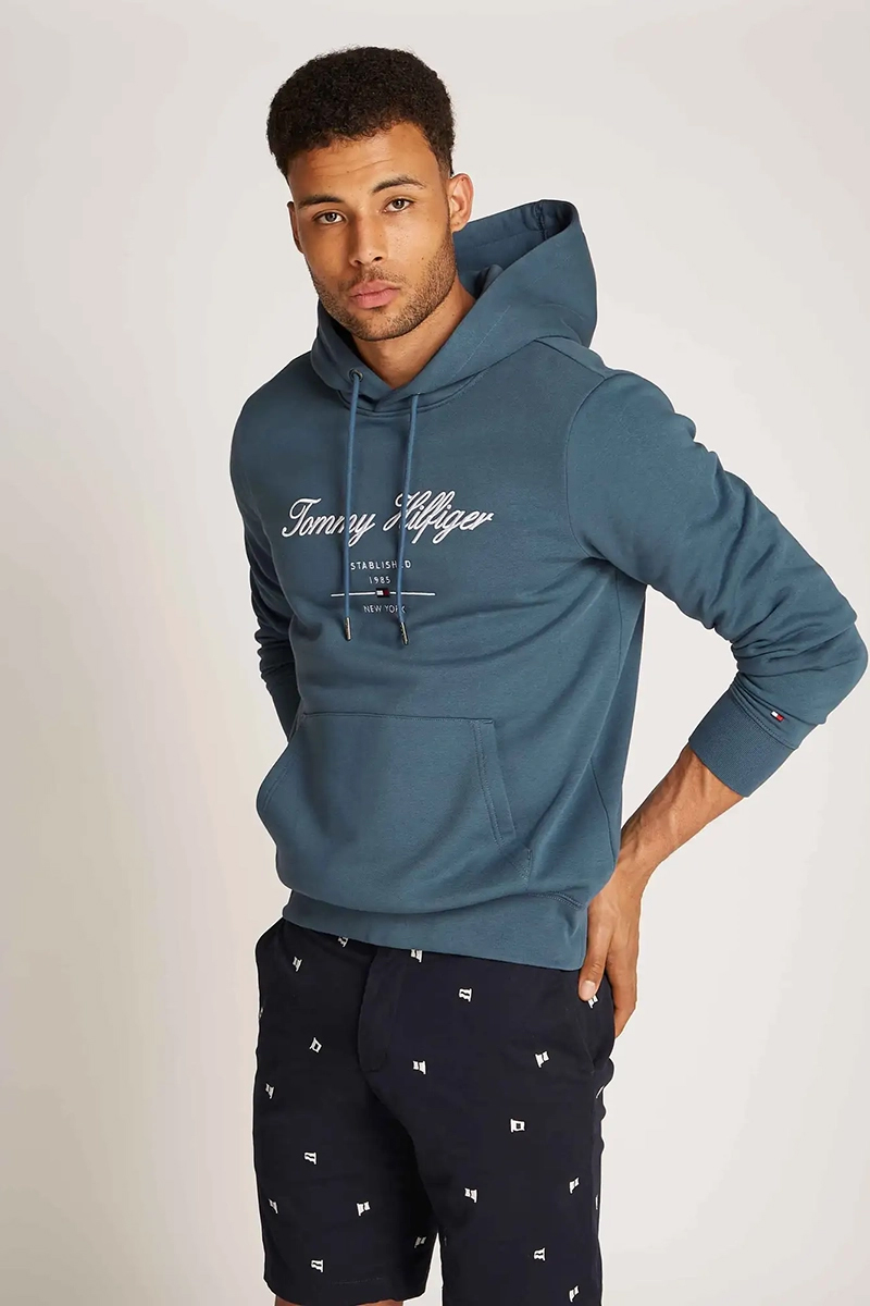 Tommy Hilfiger SCRIPT LOGO HOODY Blauw-1 2