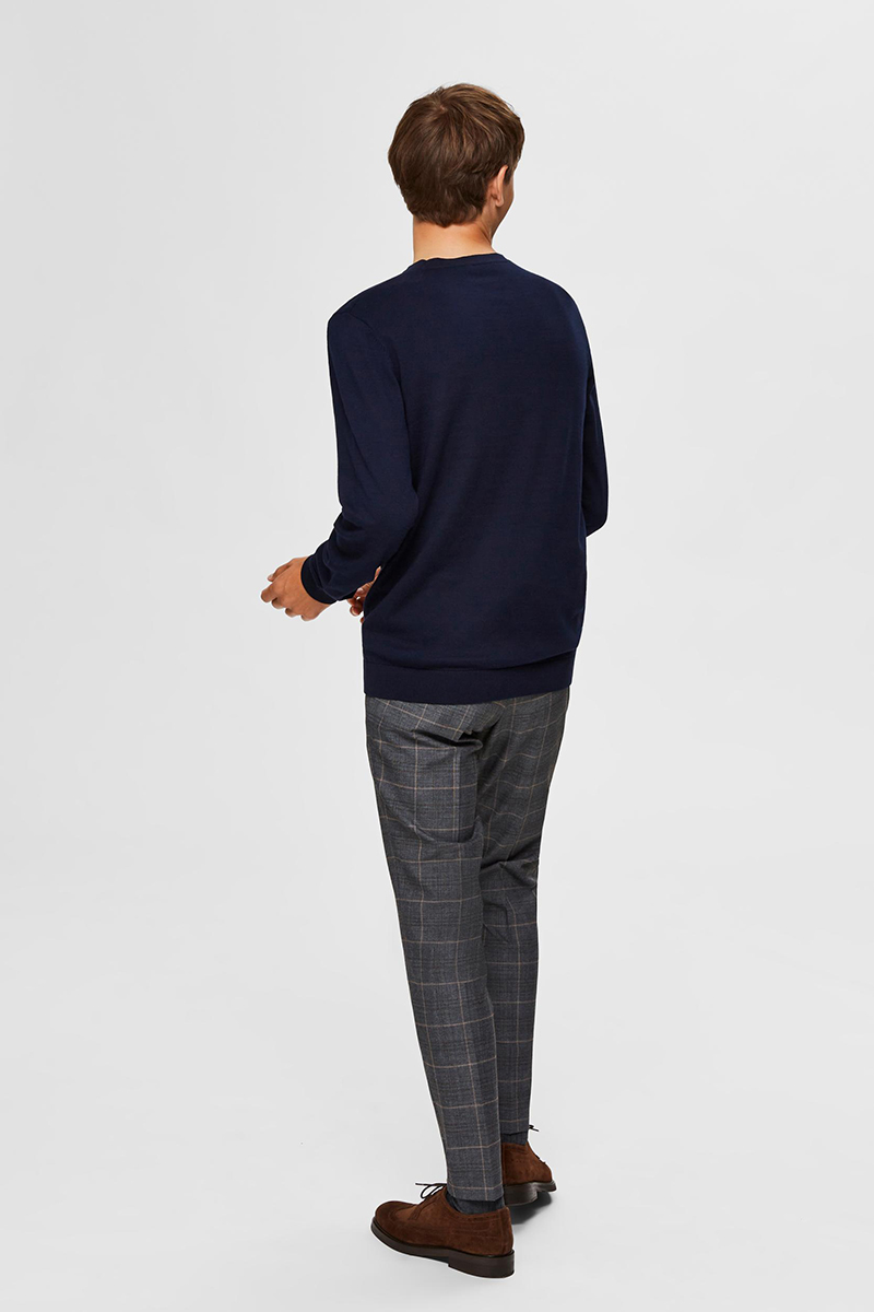 Selected SLHBERG CREW NECK NOOS Blauw-1 5