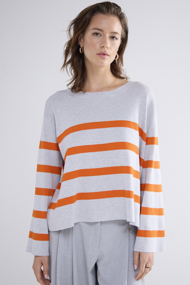 Summum Striped sweater soft viscose polyamide knit Oranje-1 2