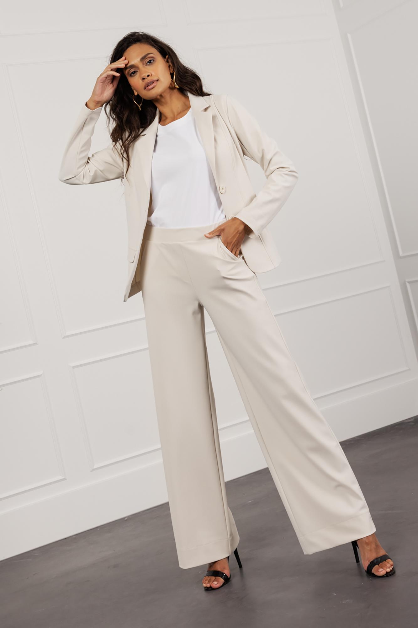 Studio Anneloes Lexie bonded trousers Ecru-1 3