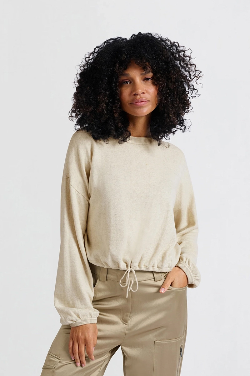 Yaya Sweater with cord at bottom he LIGHT BEIGE MELANGE 2