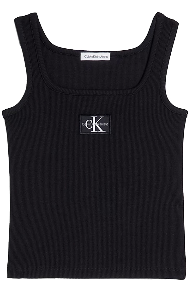 Calvin Klein Rid badge square neck tank top Zwart-1 1