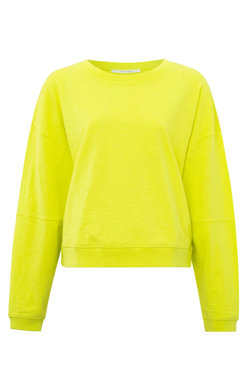 Yaya Sweatshirt with slub effect NEON YELLOW 1