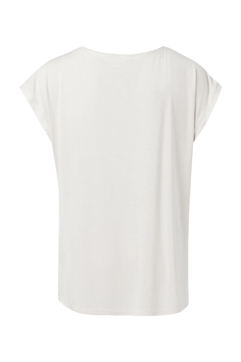 Yaya T-shirt with rounded hems Ecru-1 3