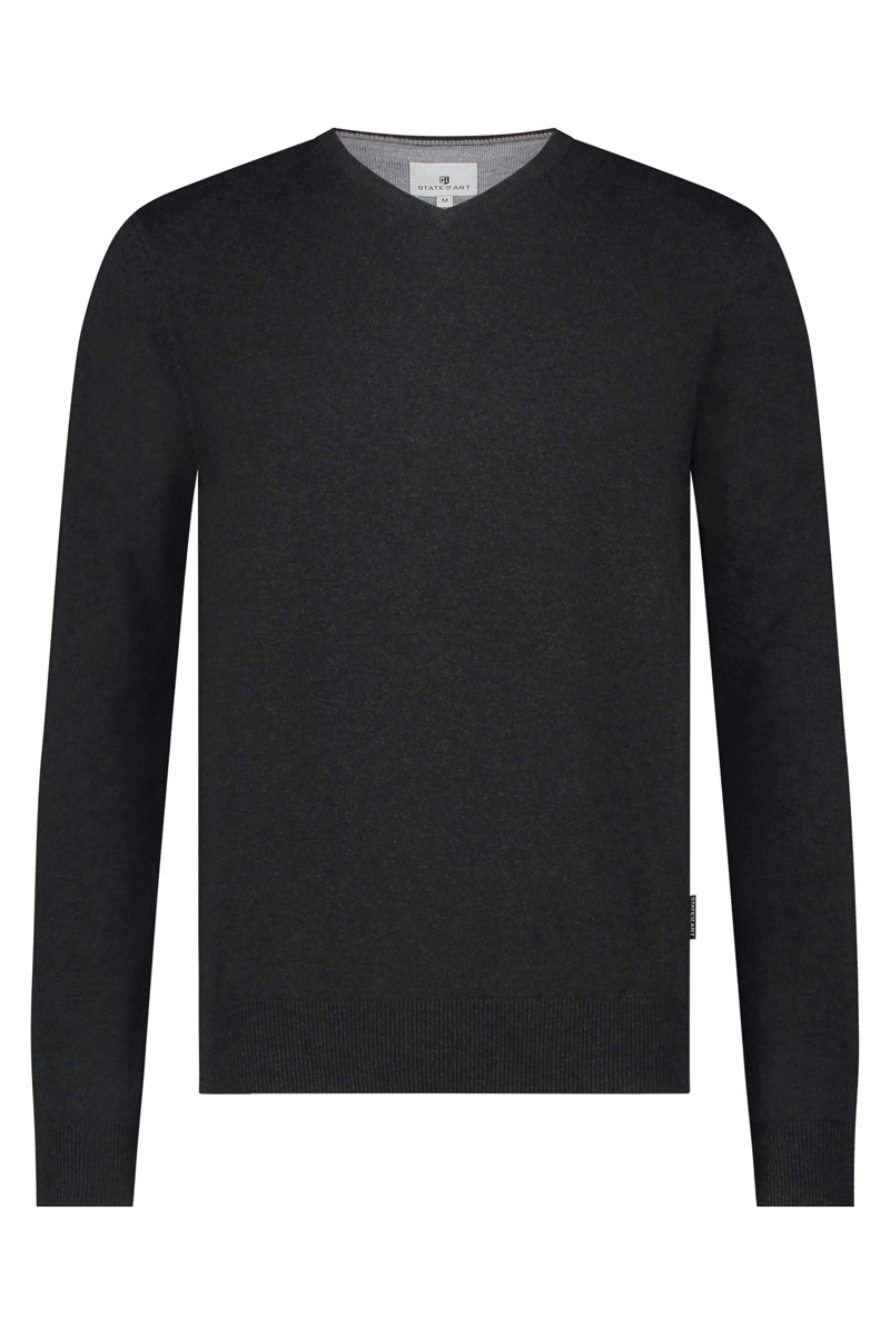 State of Art Pullover V-Neck Plai donkerantraciet 1