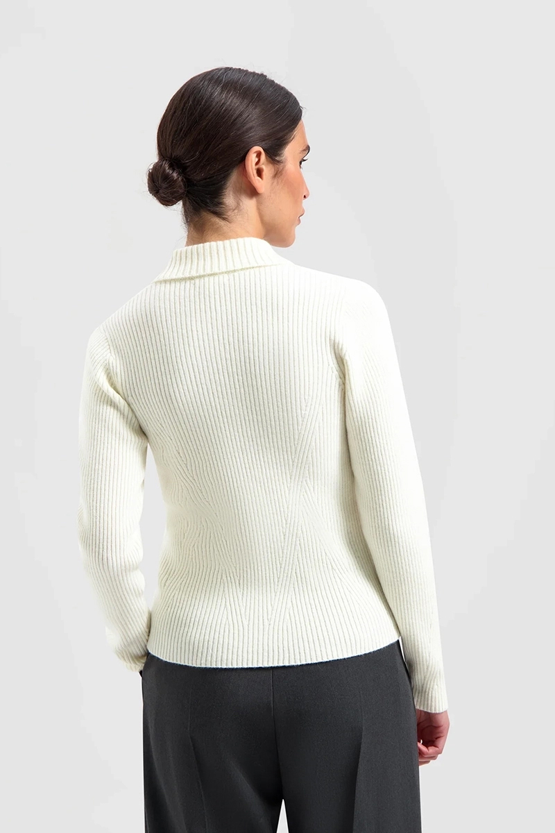 Olaf Hussein MERINO RUBBED KNIT CARDIGAN Ecru-1 3