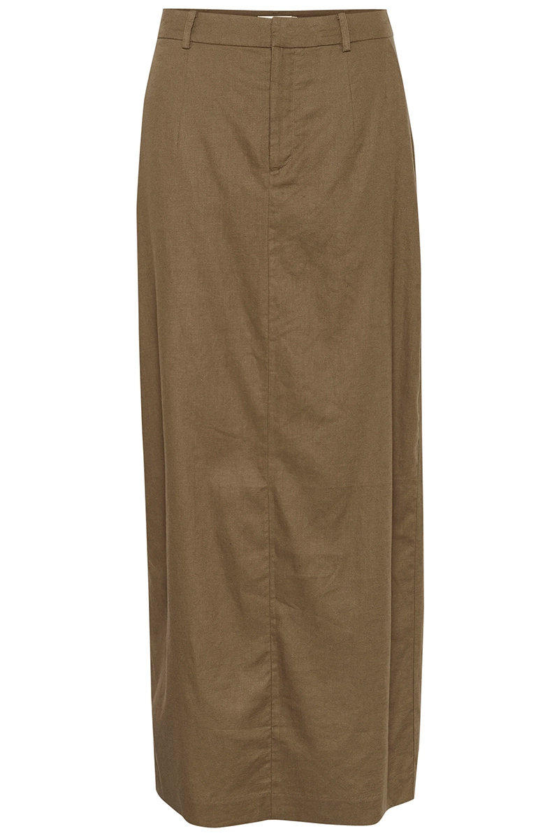 Gestuz LizaGZ linen HW skirt Groen-1 1