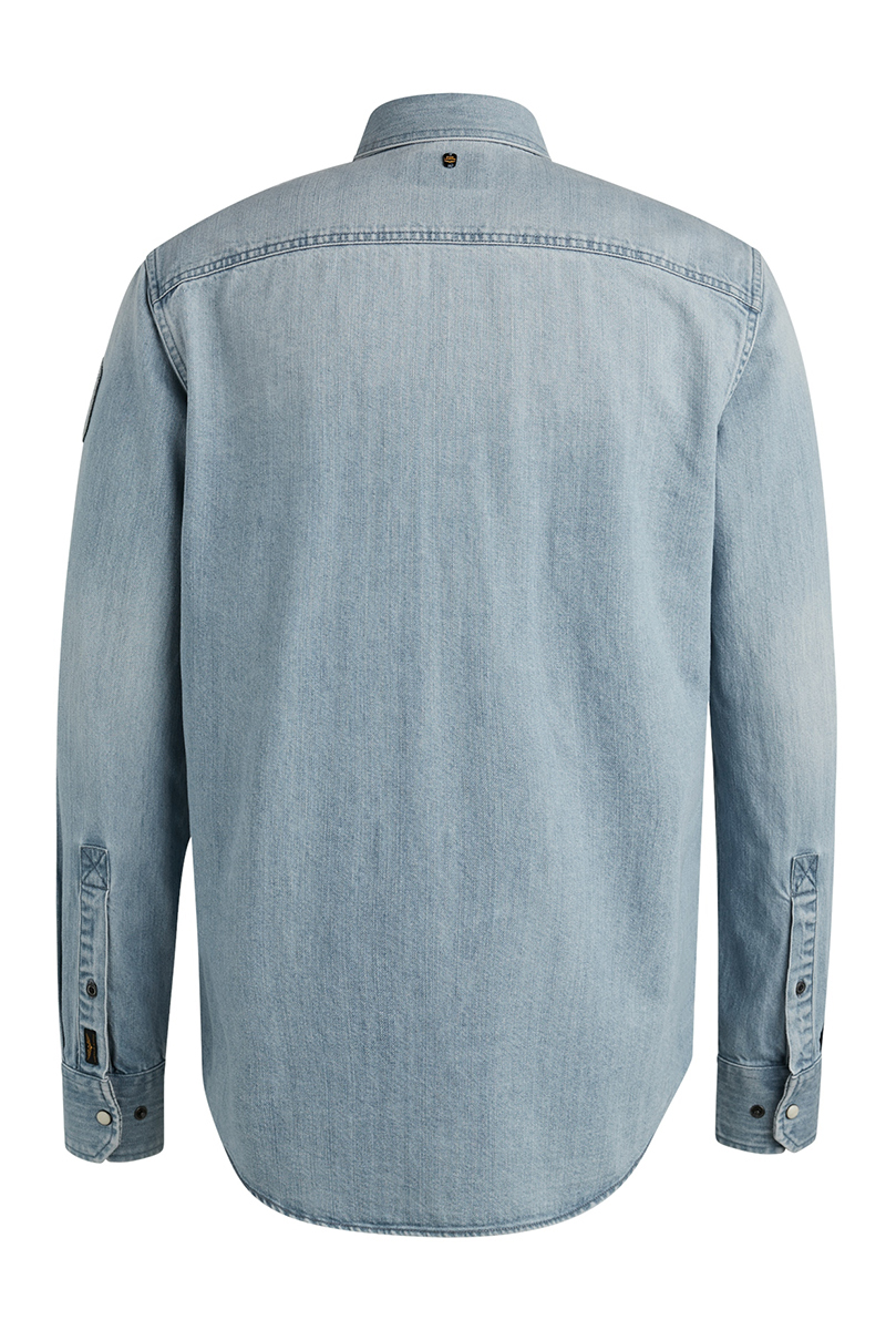 PME Legend Long Sleeve Shirt Bleach Indigo denim Blauw-1 2