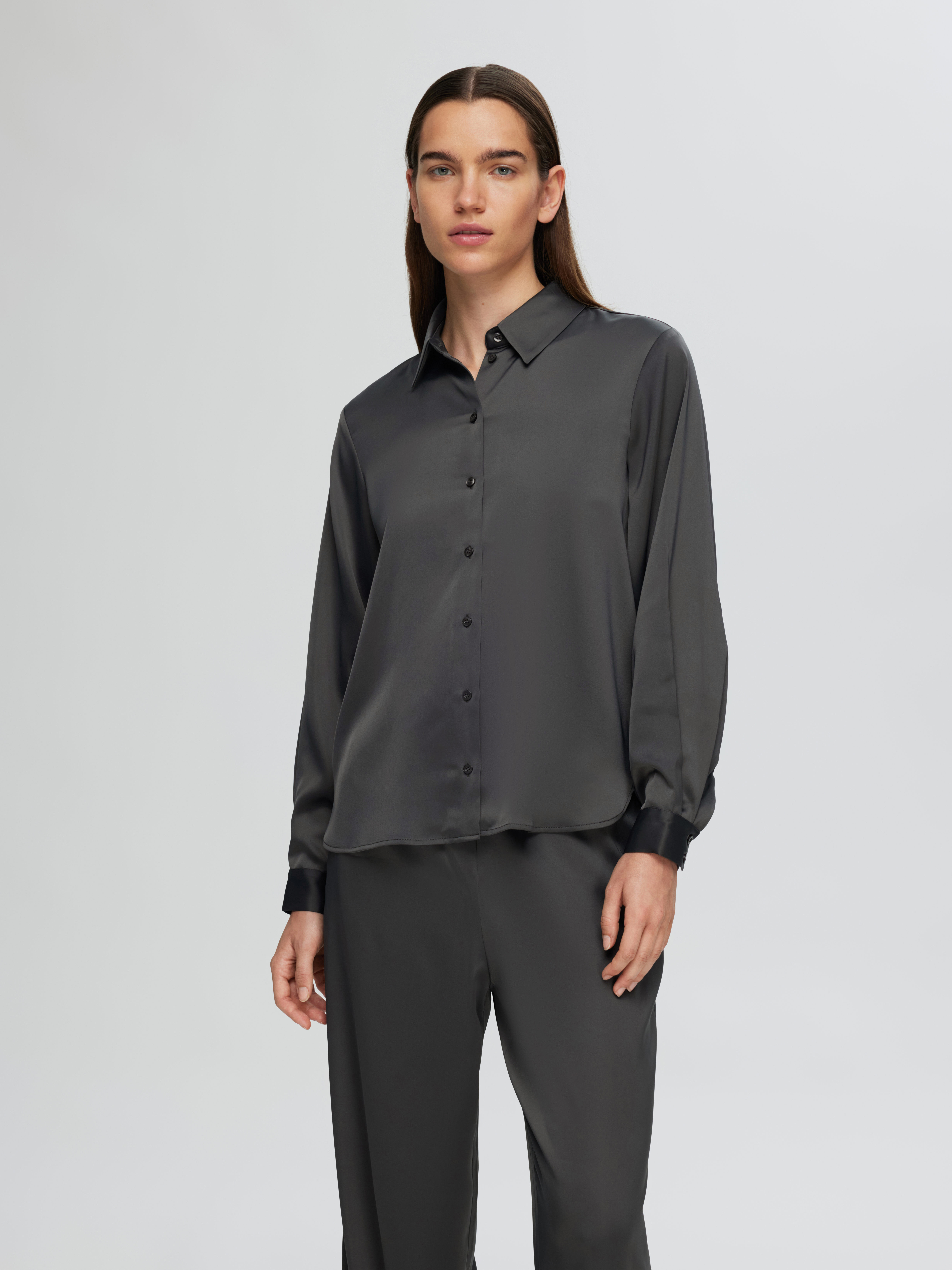 Selected SLFLENA-FRANZISKA LS SHIRT NOOS 294599-Volcanic Ash 4