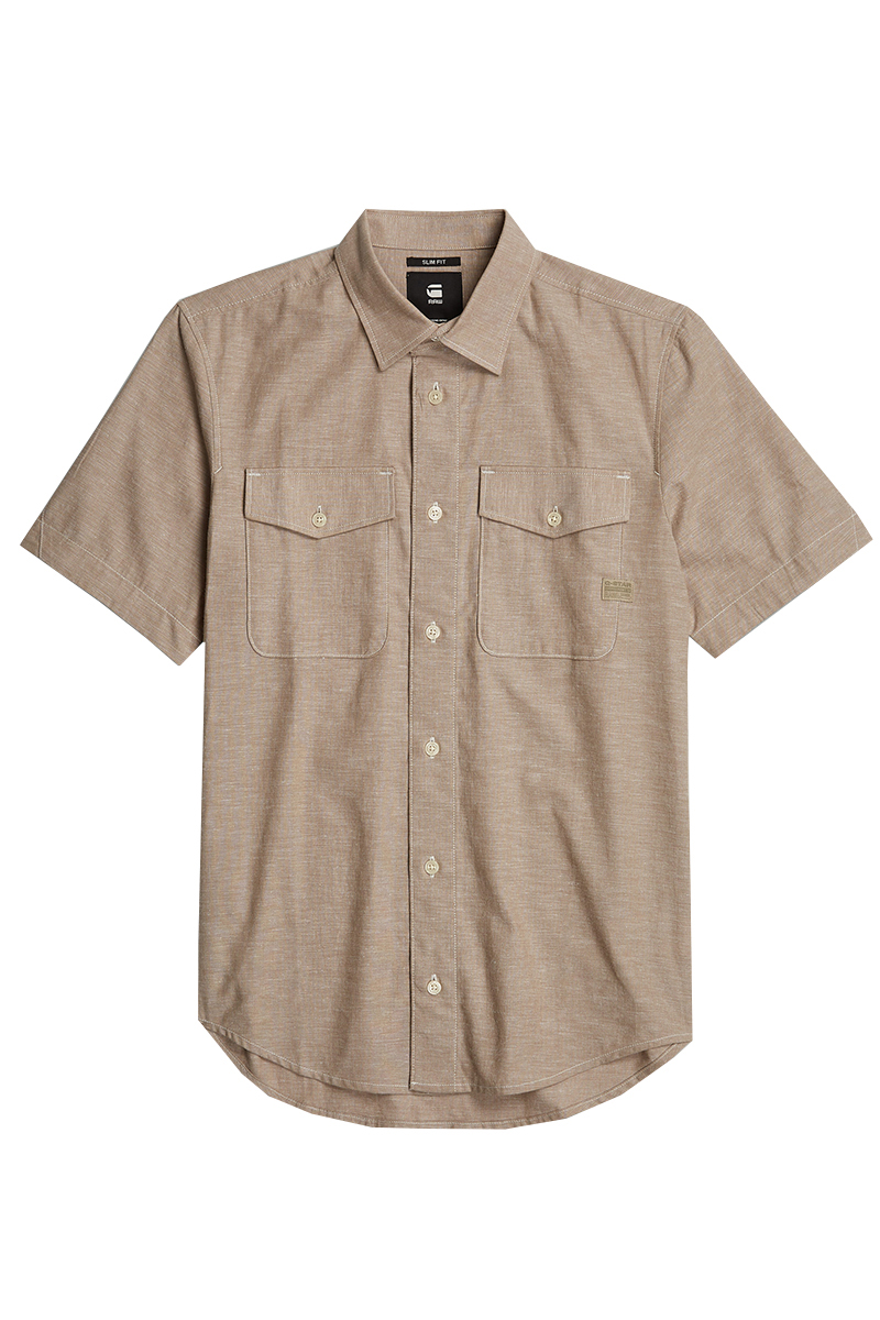 G-Star Marine slim shirt s\s bruin/beige-1 1