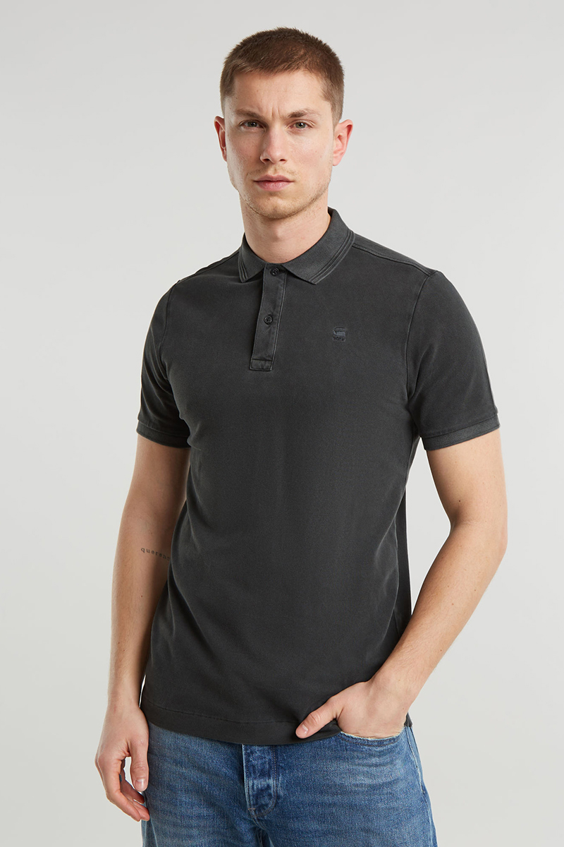 G-Star Dunda overdyed slim polo s\s Zwart-1 2