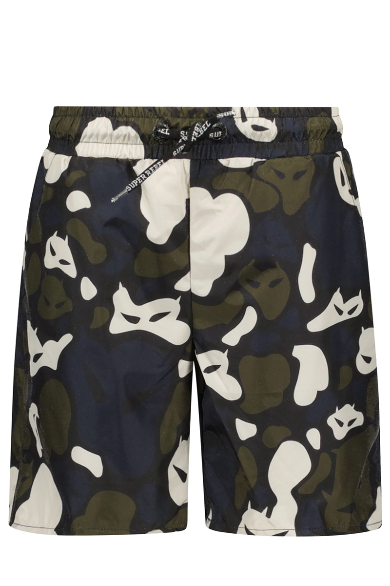 Superrebbel BAY AO PRINT ON COOL SWIM PANTS WITH POCKETS Zwart-1 1