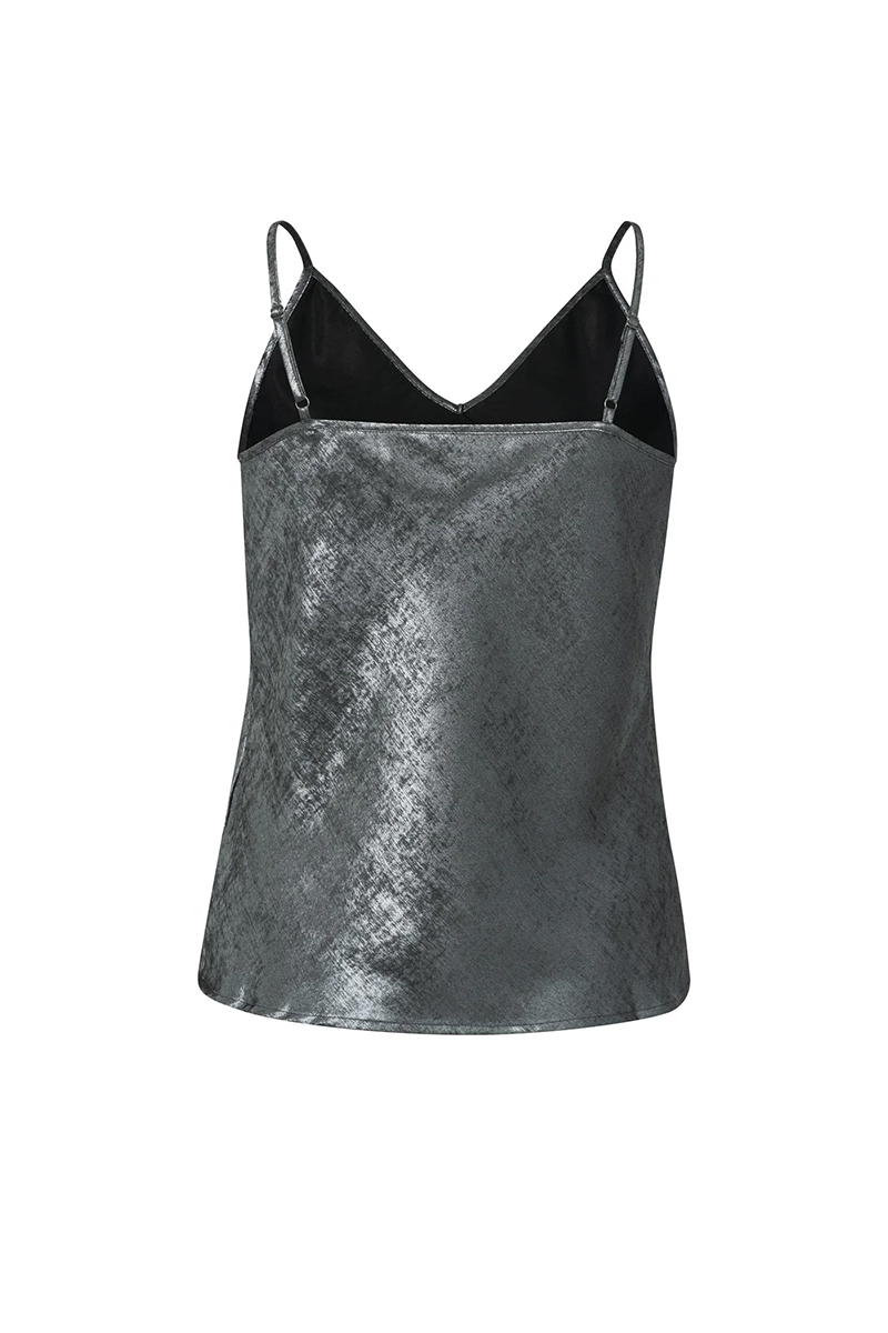 Yaya Metallic drape singlet DARK METAL GREY 4