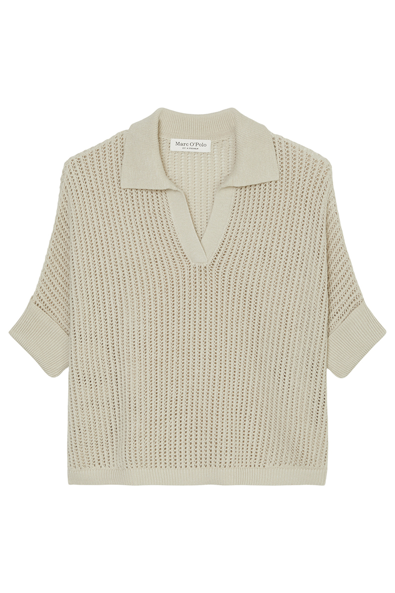 Marc O'Polo Pullover, short sleeve, polo neckli linen beige 1