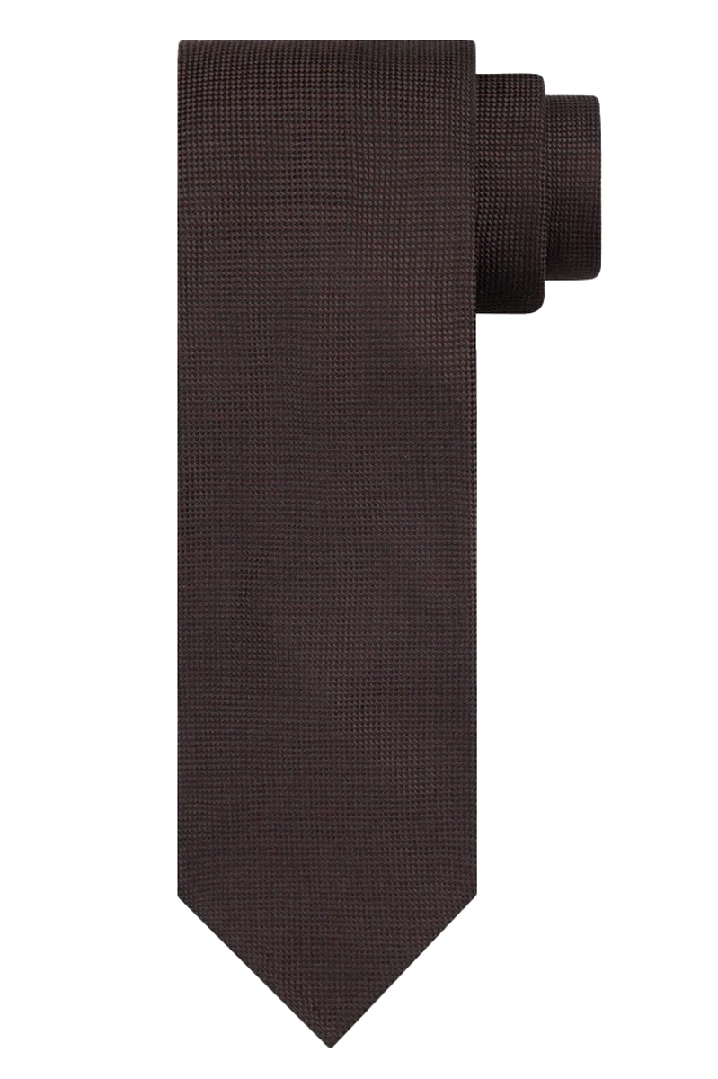 Profuomo TIE SILK WOVEN DARK BROWN Dark Brown 1