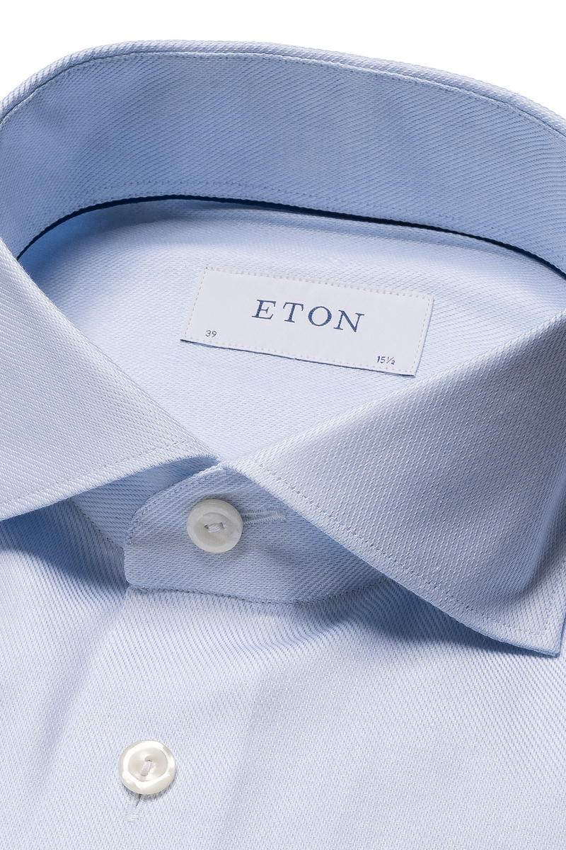 Eton Semi Solid Fine Twill Blauw-1 3