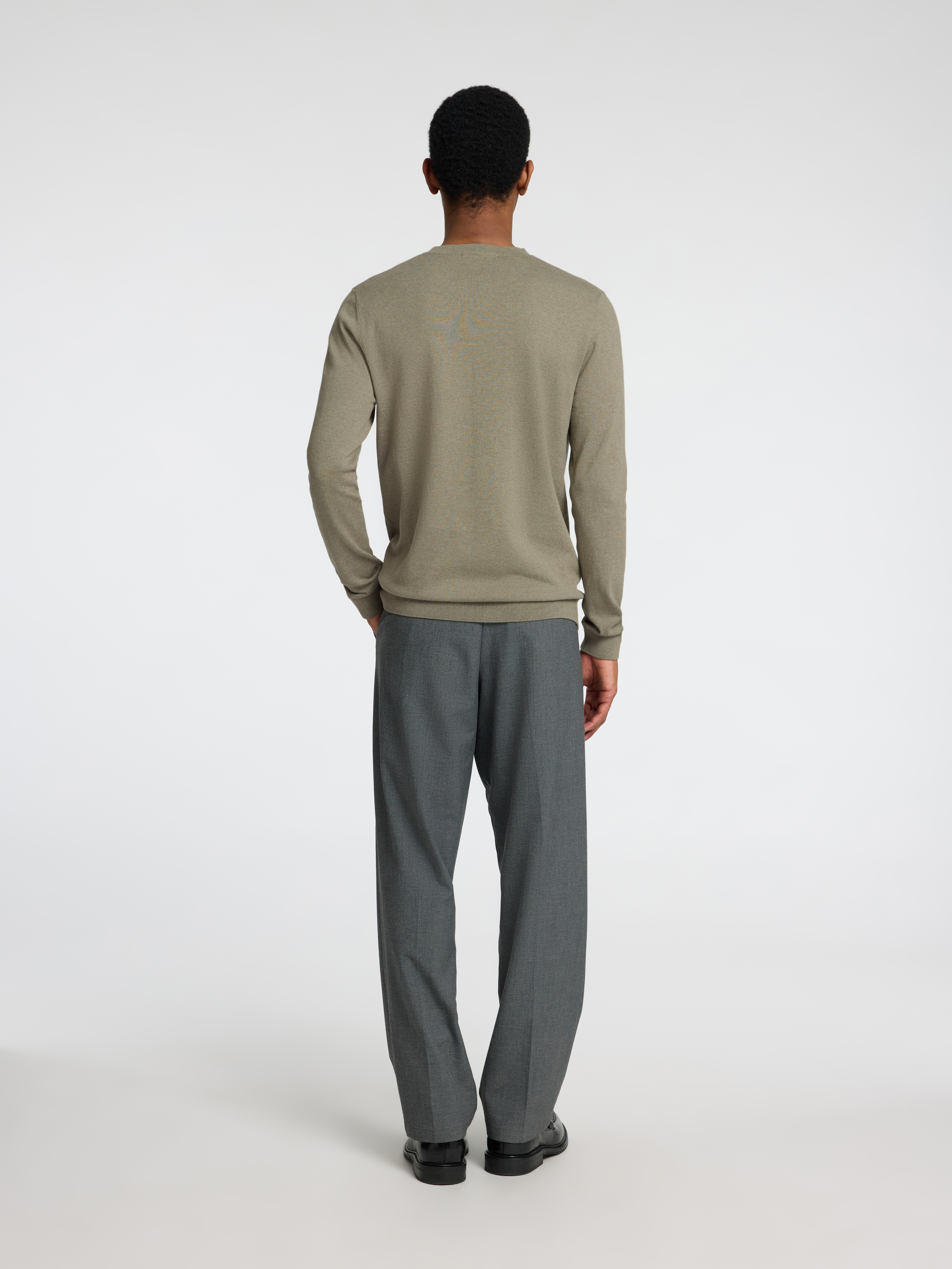 Selected SLHBERG CREW NECK NOOS 190926001-Vetiver/Melange 2