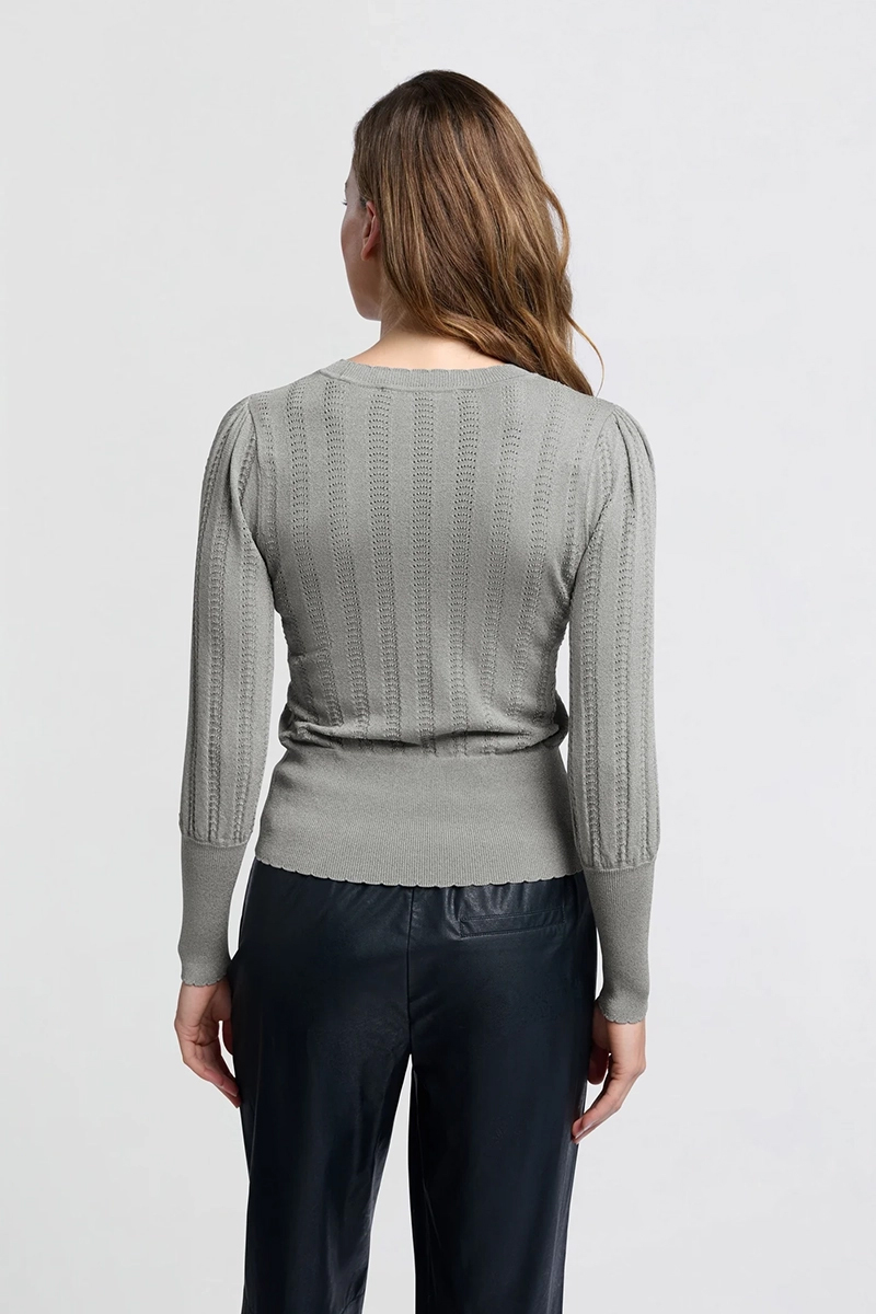 Yaya Lurex pointelle sweater LIGHT METAL GREY 3