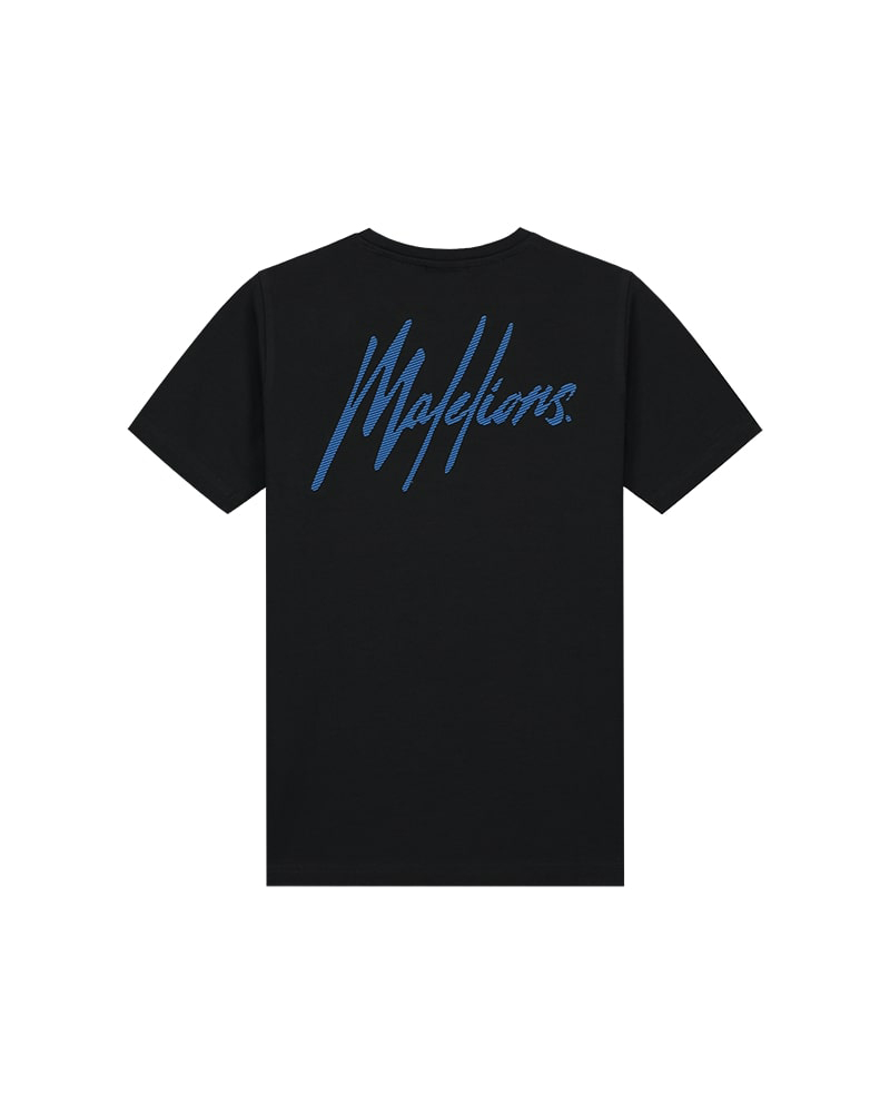 Malelions Junior striped signature tshirt Blauw-1 2