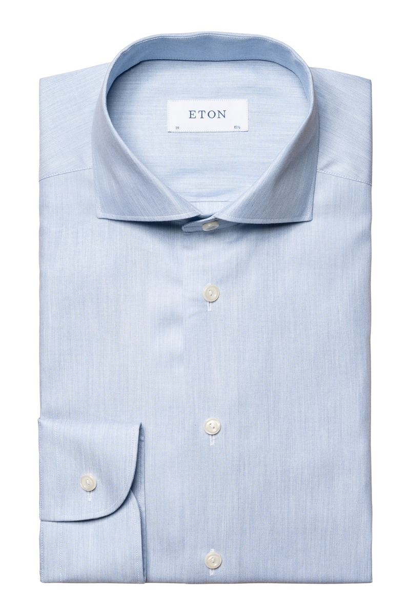 Eton SLIM SOLID SIGNATURE OXFORD Blauw-1 1