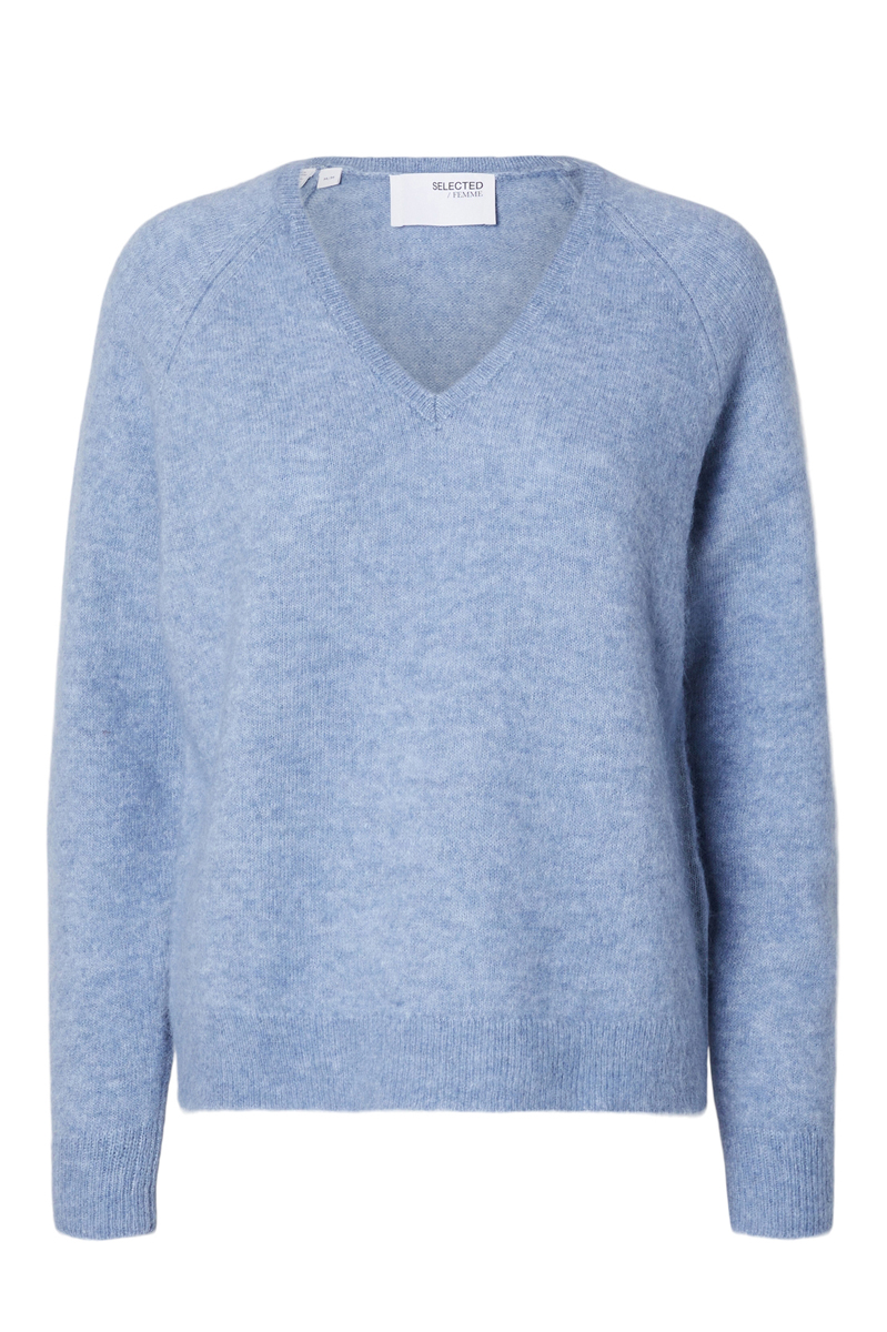 Selected SLFLULU NEW LS KNIT V-NECK B NOOS 297895001-Endless Sky/MELANGE 1