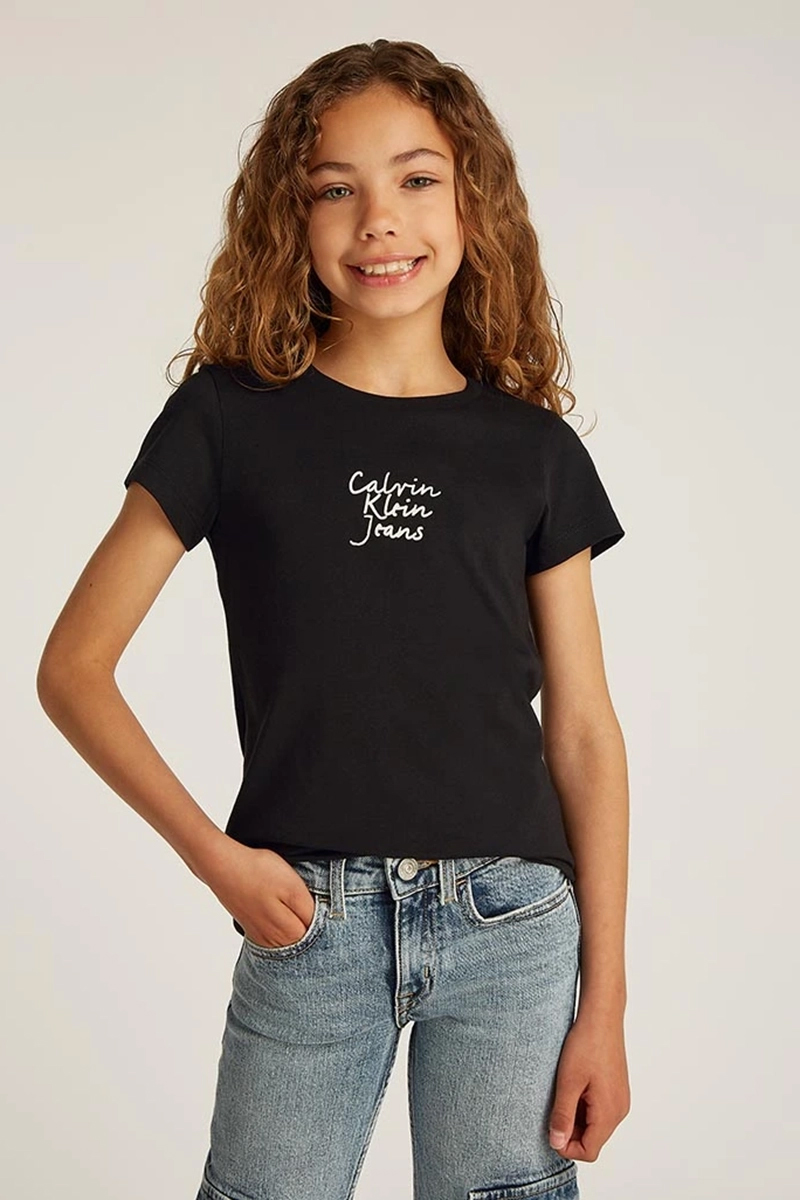 Calvin Klein Handwriting logo slim tshirt Zwart-1 2