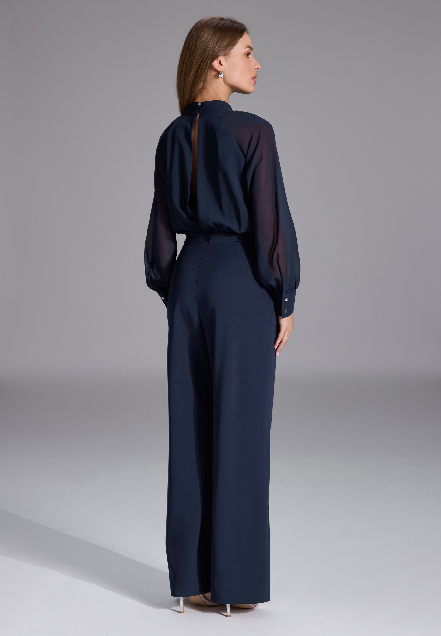 Swing Langärmeliger Jumpsuit mit Schluppe navy 3