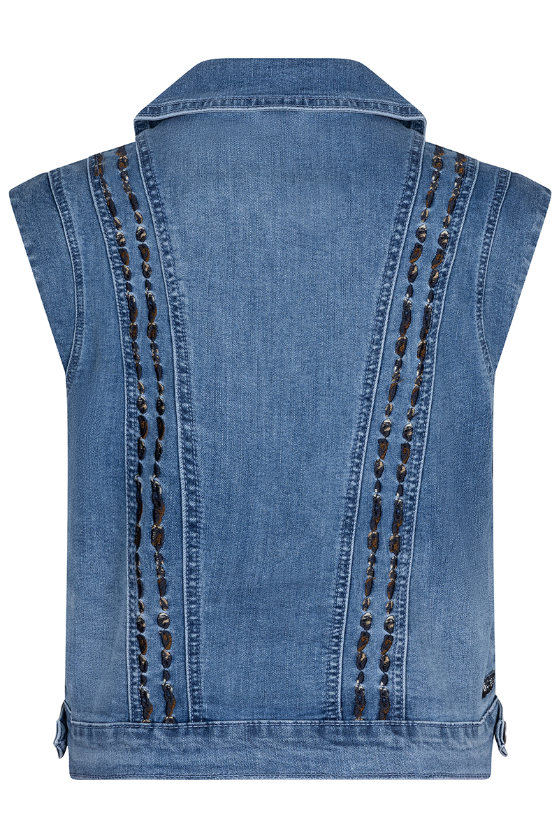 Indian Blue Jeans Denim gilet embroidery Blauw-1 2