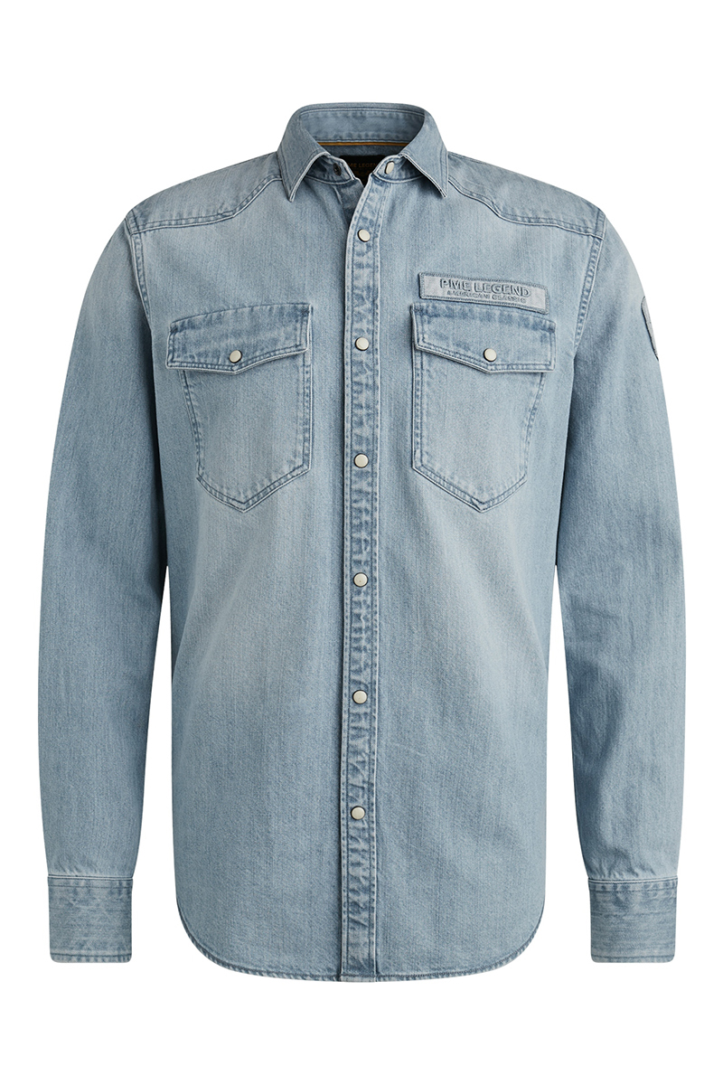 Long Sleeve Shirt Bleach Indigo denim