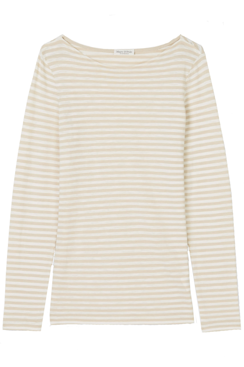 Marc O'Polo T-shirt, long sleeve, boat neck, st Ecru-1 1