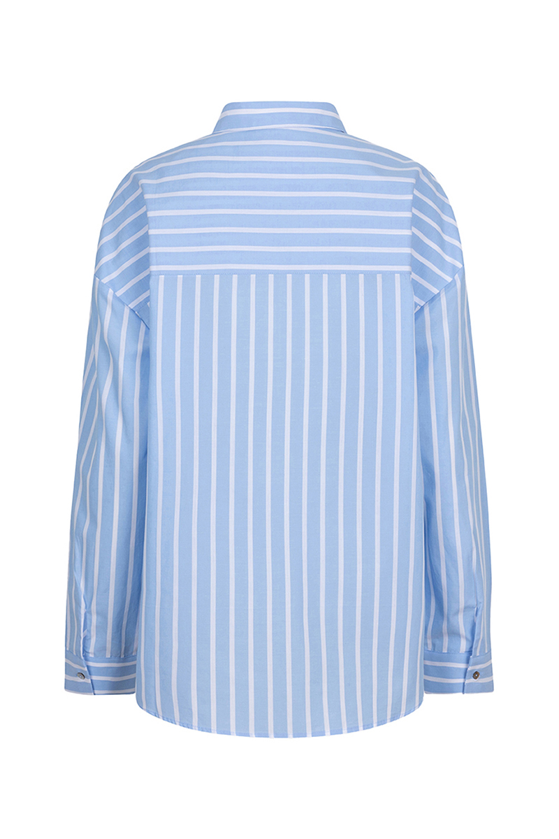 Esqualo Blouse striped lace patch Blauw-1 2